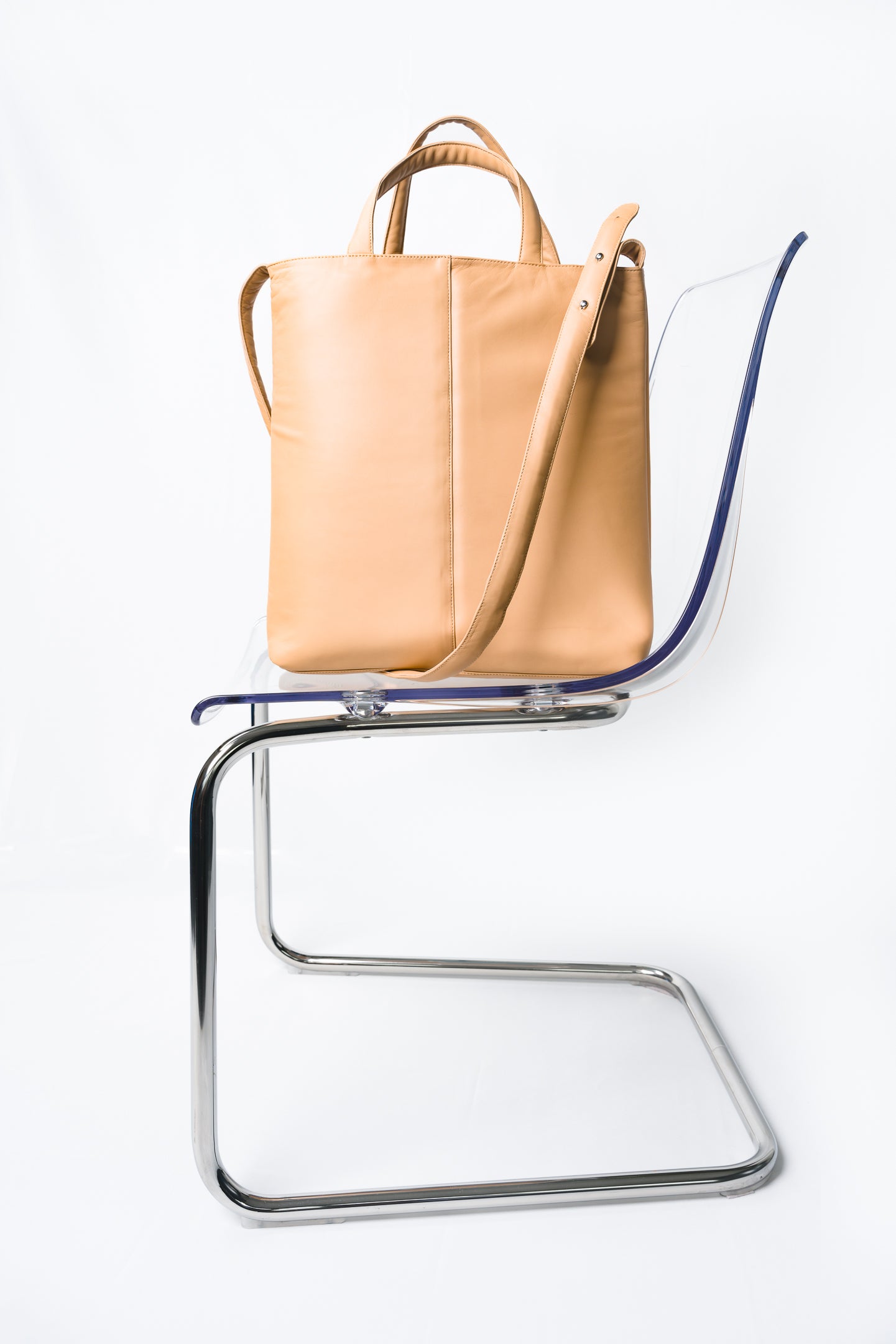 Biggie Cream - Padded Leather Shopper